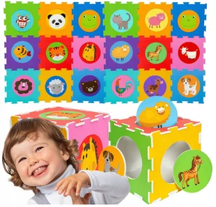 Mata piankowa puzzle piankowe podłogowe edukacyjne zwierzęta 36 el 180x90cm - Maty piankowe - miniaturka - grafika 1