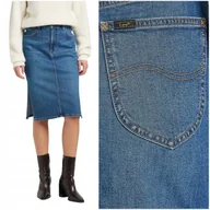 Spódnice - Lee SKIRT slim Gossip dopasowana spódnica jeansowa rozcięcia po bokach W28 - miniaturka - grafika 1