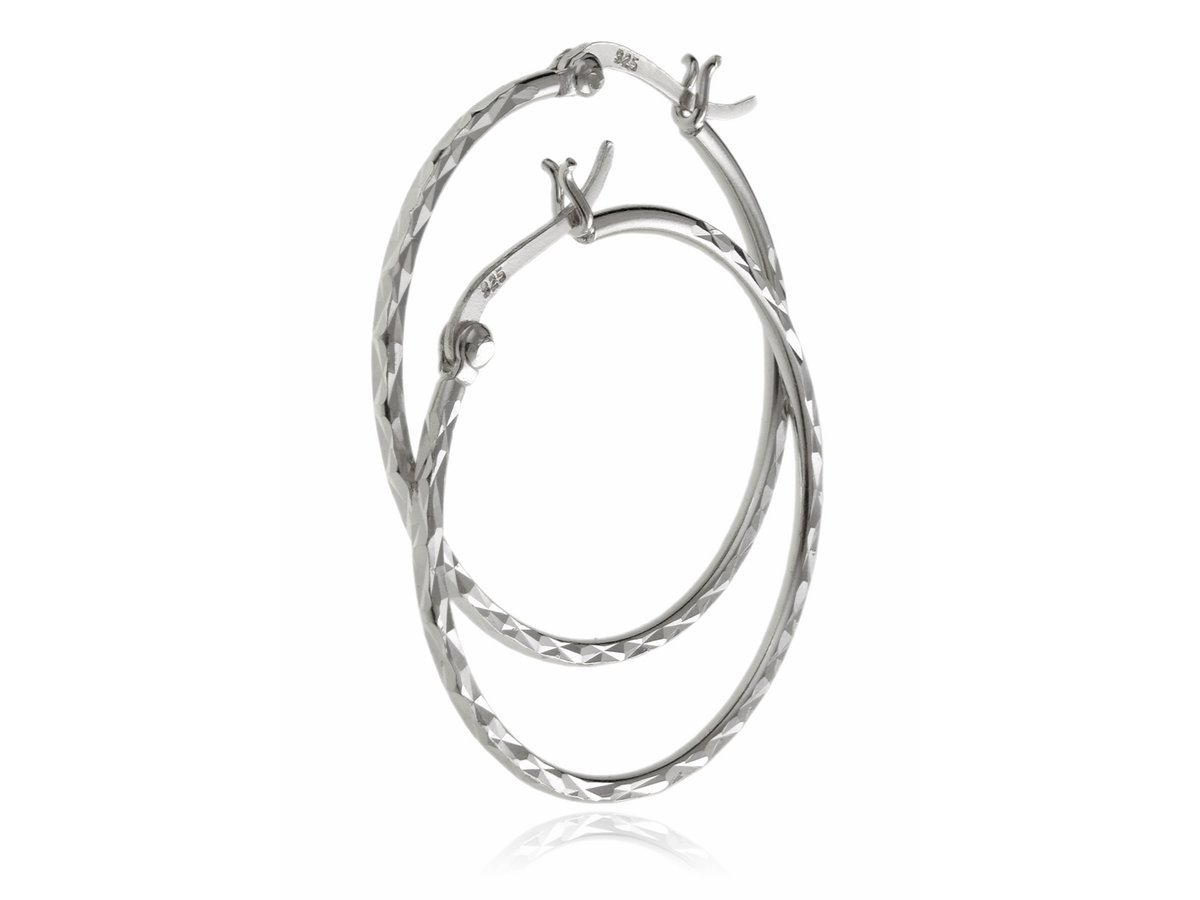 Kolczyki srebrne koła 3 cm z diamentowanym wzorem k3569