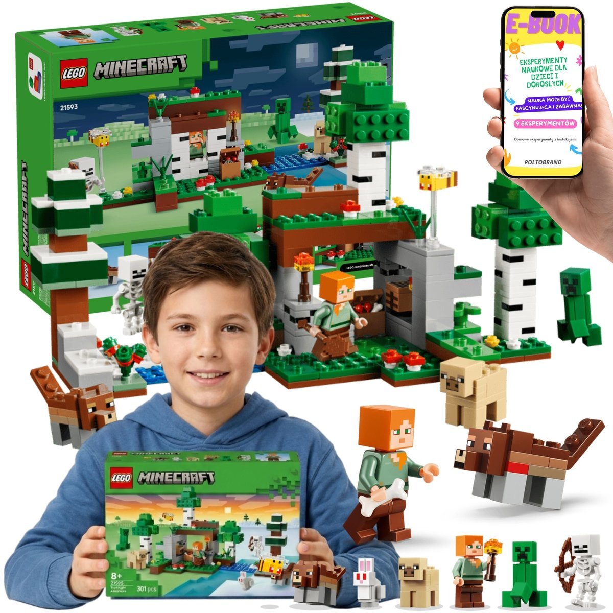 LEGO Minecraft Przetrwanie Pierwszej Nocy Alex Creeper (21593) + E-BOOK