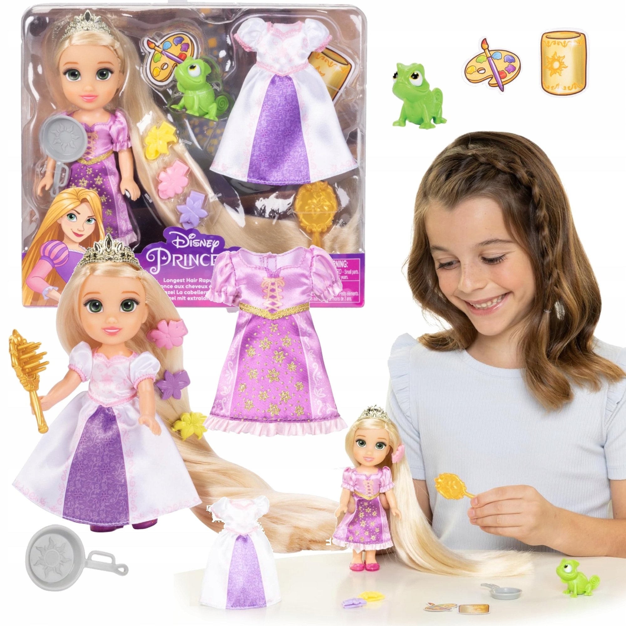 Mini Lalka Księżniczka Disney Zaplątani Roszpunka RAPUNZEL16 CM Akcesoria