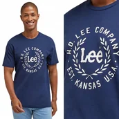 Koszulki męskie - Lee LOGO TEE Navy GRANATOWY T-SHIRT BAWEŁNIANA KOSZULKA Z LOGO REGULAR M - miniaturka - grafika 1