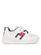 Buty dla chłopców - Tommy Hilfiger Sneakersy Flag Low Cut Lace-Up/Velcro T1X9-34369-1843 M Biały - miniaturka - grafika 1