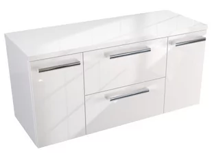 Szafka Wisząca Z Blatem ATH 100 cm D - Biały Wysoki Połysk - Uchwyty Chromowane - Szafki łazienkowe - miniaturka - grafika 1