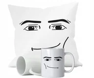 Gadżety dla niej i dla niego - ZESTAW PODUSZKA + KUBEK PREZENT DLA DZIECKA ROBLOX MAN FACE MEN FACE + IMIĘ - miniaturka - grafika 1
