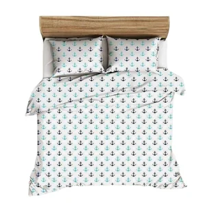 Pościel z kory 160x200 biała niebieska marynarska 201N Bielawa KARO - Pościel - miniaturka - grafika 1