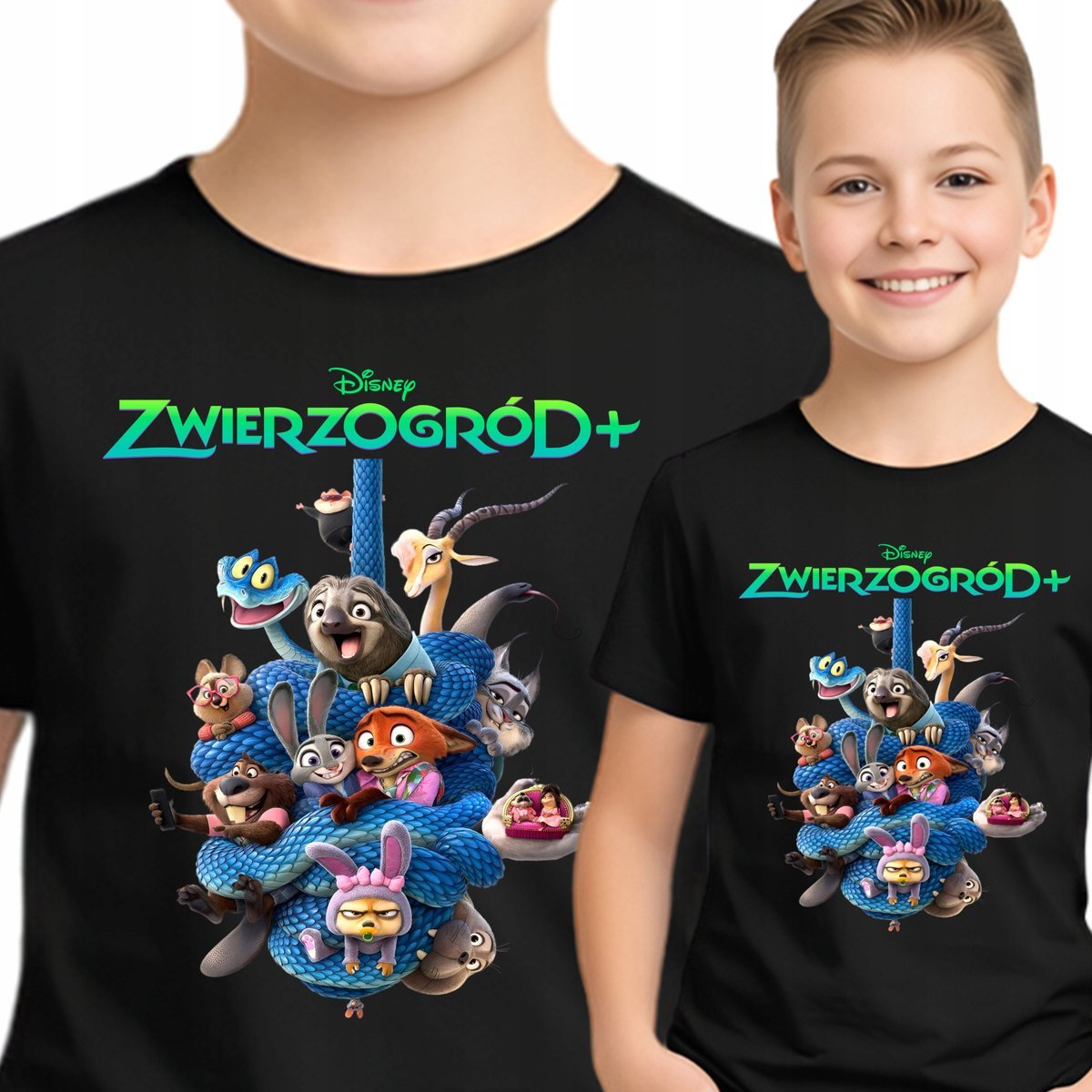 Zwierzogród Koszulka Dziecięca Zootopia T-Shirt Nick Judy 152 P399 Czarna