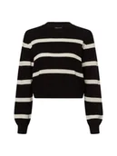 Swetry damskie - Noisy May Sweter damski z dzianiny - NMMaysa Kobiety Bawełna czarny w paski, L - miniaturka - grafika 1