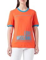 Koszulki i topy damskie - Love Moschino Damska koszulka bawełniana z logo Box Print, Red Blue, 44 - miniaturka - grafika 1