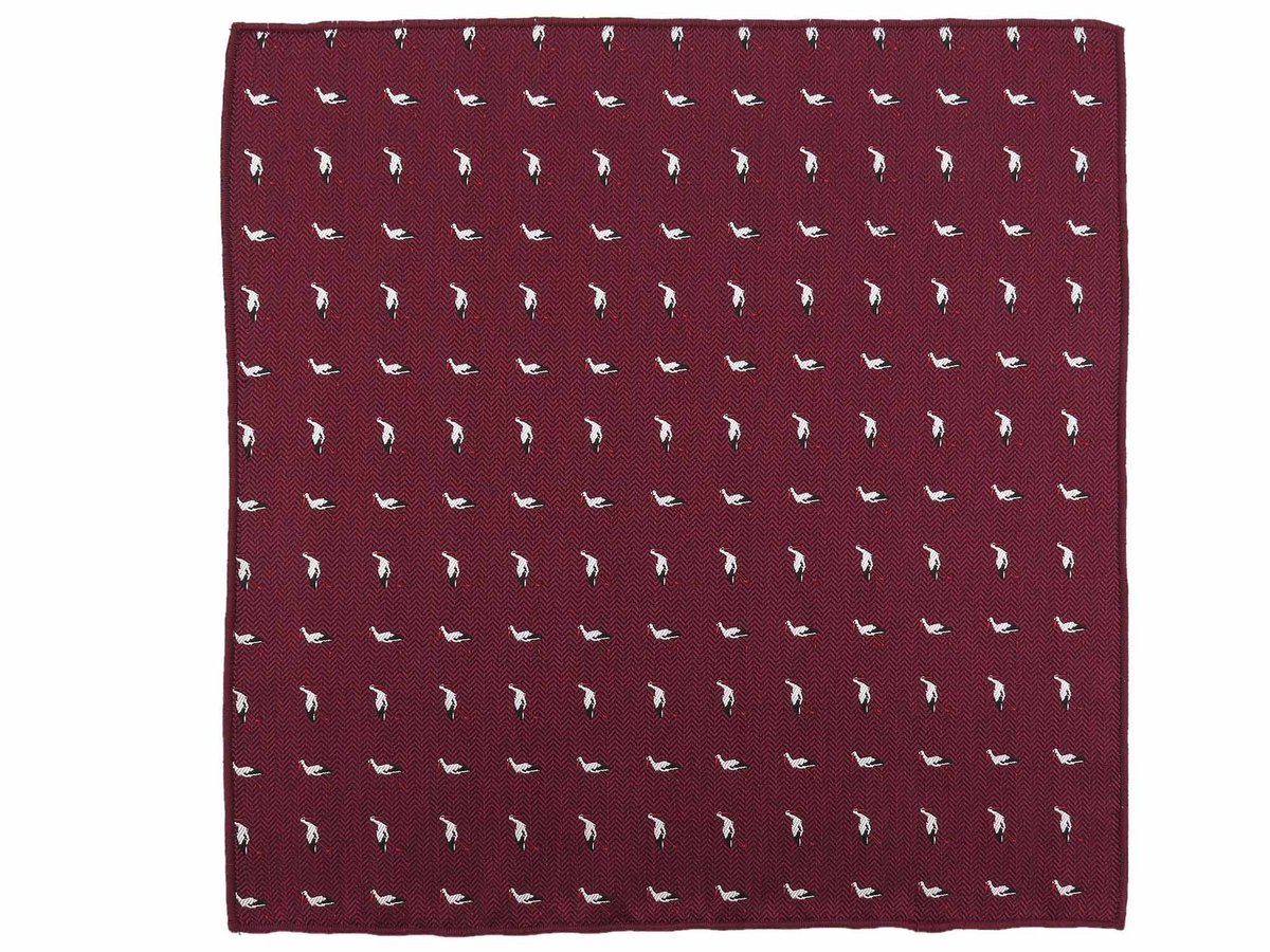 Ciemnoczerwona/bordowa poszetka w bociany E296