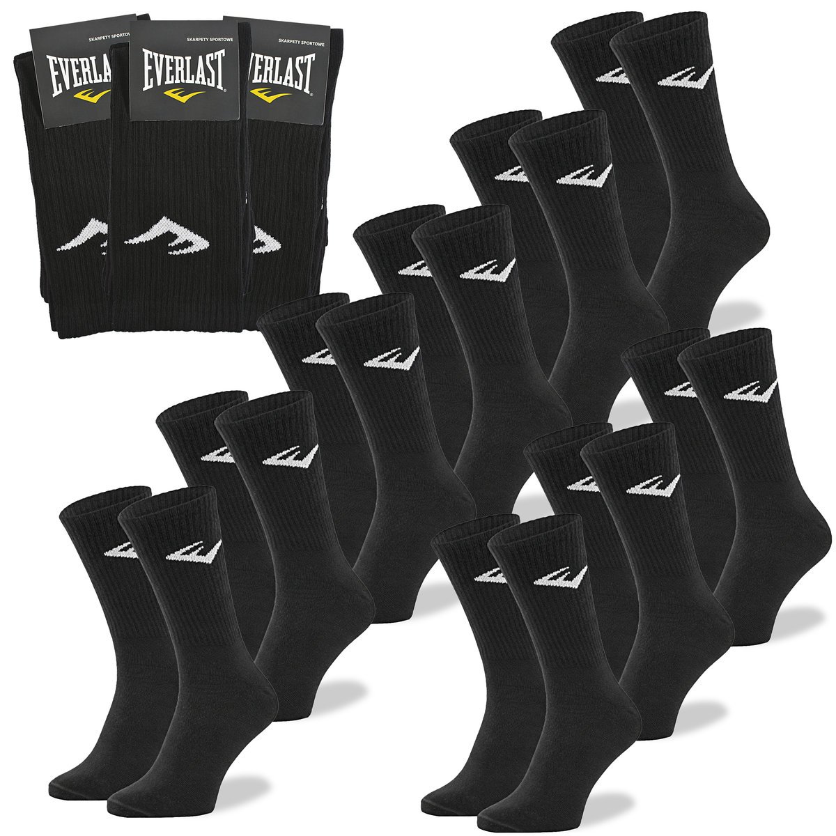 EVERLAST Skarpety Męskie 9 par Sportowe Długie Czarne Rozmiar 39-42