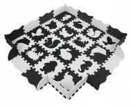 Maty edukacyjne - Mata puzzlowa 150x150cm  czarno-biała zwierzątka - miniaturka - grafika 1