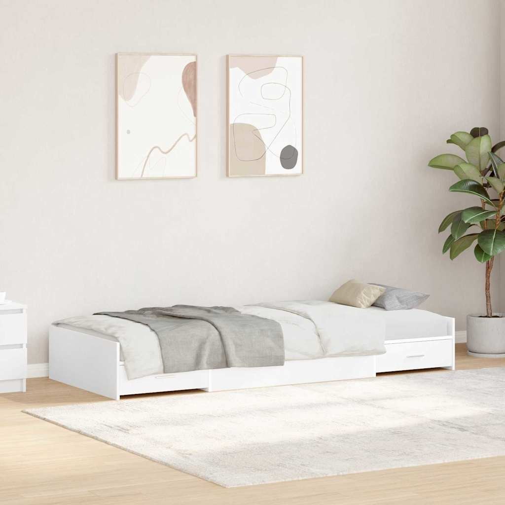 Rama łóżka z miejscem na przechowywanie z szufladą Biały 90 x 200 cm