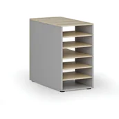 Regały biurowe - Szafka z półkami do biurka PRIMO GRAY, prawa, szary/dąb naturalny - miniaturka - grafika 1