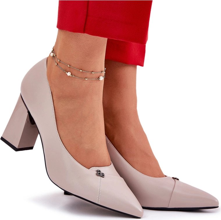 Czółenka Na Słupku Eleganckie Vinceza 62224 Szare 38