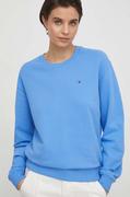 Bluzy damskie - Tommy Hilfiger bluza bawełniana damska kolor niebieski gładka - miniaturka - grafika 1