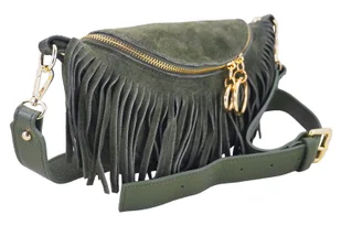 Saszetka nerka damska zamszowa - Zielona - Torebki damskie Saszetka nerka damska zamszowa - Zielona - Torebki damskie - miniaturka - grafika 5