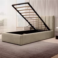 Łóżka - Łóżko tapicerowane z pojemnikiem SFG0116B | 90x200 | Welur | Beżowy - miniaturka - grafika 1