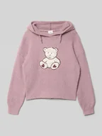 Swetry dla dziewczynek - Bluza o kroju regular fit z kapturem i motywem misia - miniaturka - grafika 1