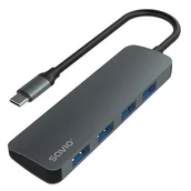 Kable komputerowe i do monitorów - SAVIO AK-54 HUB USB-C - 4 X USB-A, SZARY - miniaturka - grafika 1