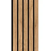 Panele ścienne i boazeria - Lamel Ścienny 3D Mdf Na Filcu Akustyczny 260X40 Cm Dąb Naturalny - miniaturka - grafika 1