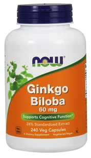Now Foods NOW Ginkgo Biloba 60mg 240vegcaps - Witaminy i minerały - miniaturka - grafika 1