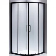 Kabiny prysznicowe - Hydrosan Czarna kabina prysznicowa półokrągła 90x90 drzwi rozsuwane BS01B - miniaturka - grafika 1