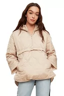 Kurtki damskie - Trendyol Damska kurtka z kapturem, oversize, ponadwymiarowa, tkana kurtka, BEŻOWY, L - miniaturka - grafika 1