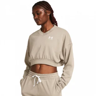 Damska bluza dresowa nierozpinana bez kaptura Under Armour UA Rival Terry OS Crop Crw - brązowa - Bluzy damskie - miniaturka - grafika 1