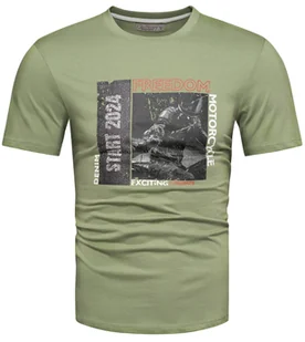 T-shirt męski bawełniany z nadrukiem zielony Recea - Koszulki męskie - miniaturka - grafika 1