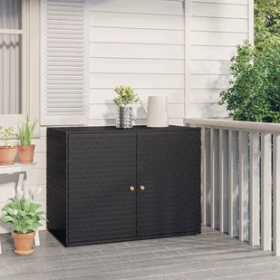 vidaXL Szafka ogrodowa, czarna, 100x55,5x80 cm, rattan PE - Szafy - miniaturka - grafika 1