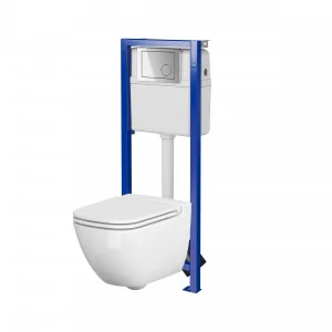CERSANIT S701-732 Zestaw podtynkowy CASPIA miska 54cm + deska + stelaż + przycisk CHROM POŁYSK - Stelaże i zestawy podtynkowe do WC - miniaturka - grafika 1
