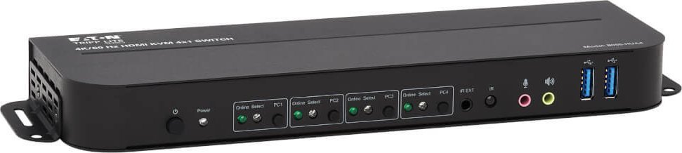 Przełącznik Eaton Eaton Tripp Lite series HDMI USB KVM Switch 4-Port 4K 60Hz HDR HDCP 2.2 IR USB Sharing - KVM-/Audio-/USB-Switch - 4 x KVM/Audio/USB - 1 lokaler Benutzer - Desktop