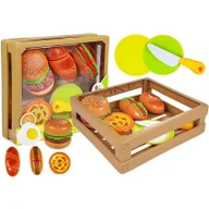 Zabawki AGD - Import LEANToys Zestaw Do Krojenia Burger na Rzepy w Skrzyni 4453 - miniaturka - grafika 1