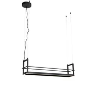 Lampy sufitowe - QAZQA Czarna lampa wisząca ze stojakiem z 3-stopniowym ściemnianiem LED - Cage Rack - miniaturka - grafika 1
