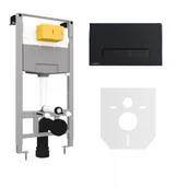 Stelaże i zestawy podtynkowe do WC - EXCELLENT INEX.SH2.1110.500 + INEX.AU230.150.BL + MATA Shiro 2.0 Stelaż Podtynkowy Do Miski WC + wsporniki + Aurro Przycisk CZARNY + mata - miniaturka - grafika 1