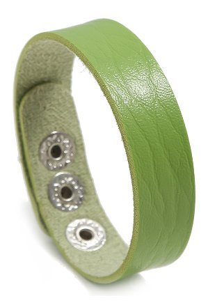 Prosta regulowana bransoletka skórzana w kolorze zielonym 22cm