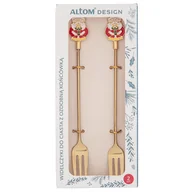 Widelce - Widelczyk do ciasta z Mikołajem 2 sztuki złoty - miniaturka - grafika 1