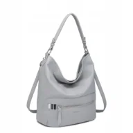 Torebki damskie - Szara Torebka Damska na Ramię Shopper LUIGISANTO Format A4 Skóra Eko - miniaturka - grafika 1