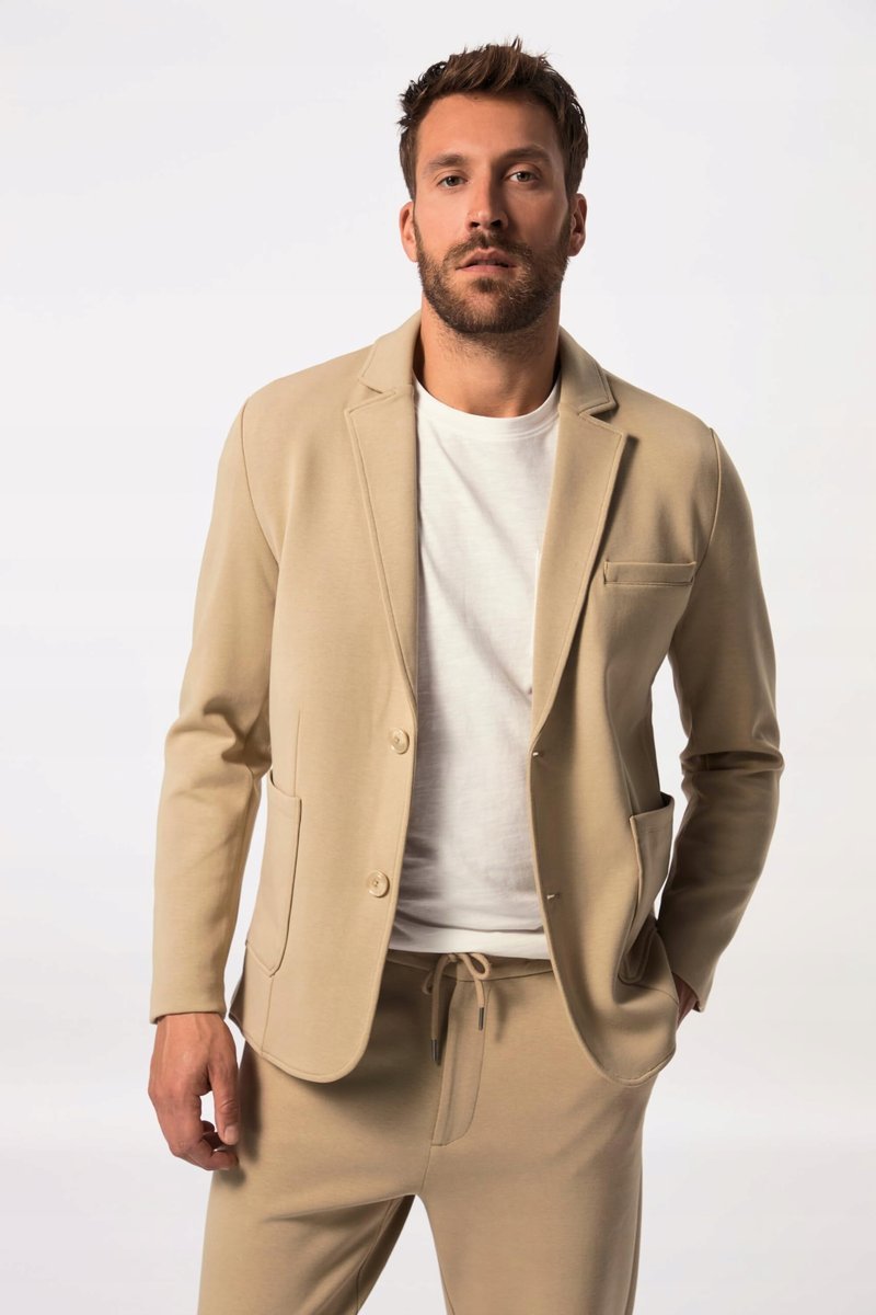 JP 1880 BEŻOWA MARYNARKA PLUS SIZE GŁADKA KLASYCZNA 4XL 17BA