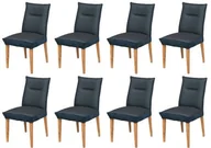 Krzesła - SEATTLE Krzesło Tapicerowane, komplet 8 szt. #15 Ciemny Szaro-Granatowy 51x61x94 cm - miniaturka - grafika 1