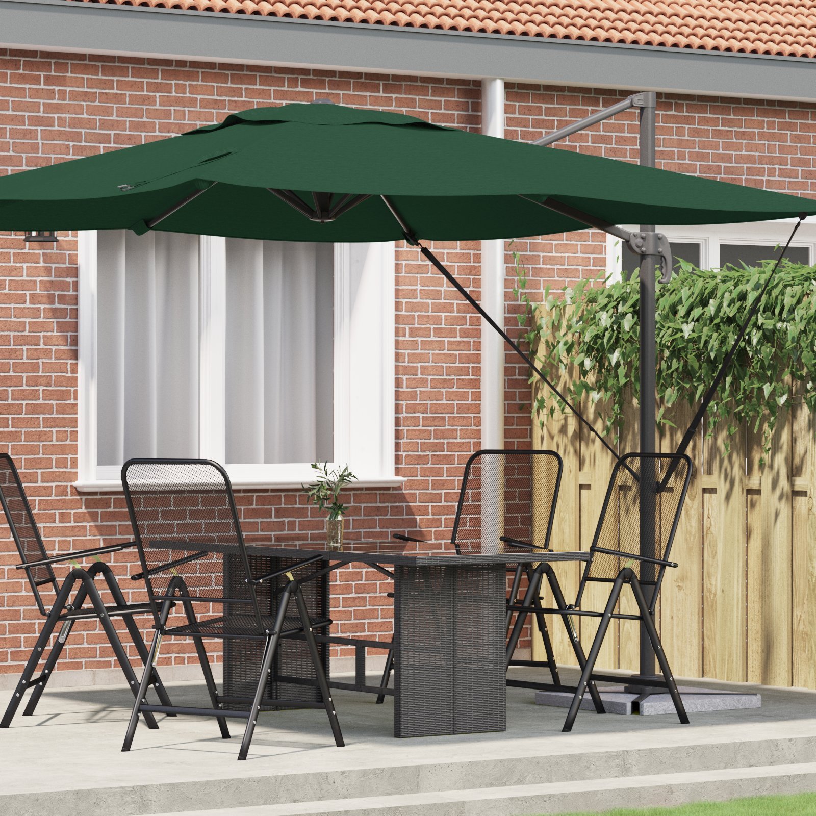 vidaXL Cantilever Roma Parasol Zielony 286x285x265 cm Aluminium