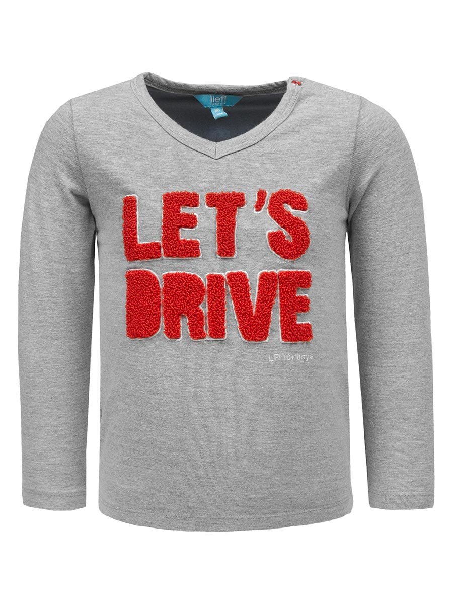 Szara chłopięca bluzka z długim rękawem z aplikacją 3D Lief r.62