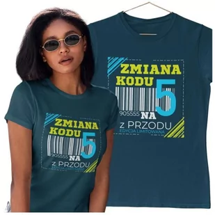 KOSZULKA DLA KOBIETY NA 50 URODZINY ZMIANA KODU NA 5 Z PRZODU DTF - Gadżety dla niej i dla niego - miniaturka - grafika 1