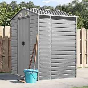 Szopa ogrodowa, jasnoszara, 191x130x198 cm, stal galwanizowana Lumarko! - Altany ogrodowe - miniaturka - grafika 1