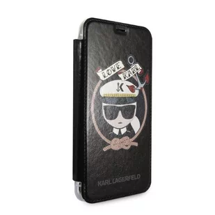 Karl Lagerfeld KLFLBKPXKSB iPhone X/Xs czarny/black bookcase Signature Glitter - Etui i futerały do telefonów - miniaturka - grafika 6