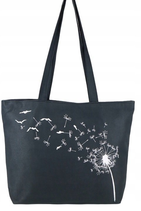 Torba shopperka Dmuchawiec czarna A4 długie rączki miękka