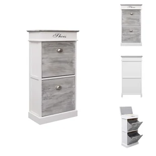 vidaXL Szafka na buty szara 50 x 28 x 98 cm drewno Paulownia - Stojaki i szafki na buty - Szafki na buty - miniaturka - grafika 1