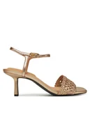 Sandały damskie - Tommy Hilfiger Sandały Metallic Lthr Kitten Sandal FW0FW08611 Złoty - miniaturka - grafika 1