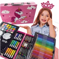 Zabawki kreatywne - Zestaw Artystyczny Do Rysowania Malowania Dla Dzieci Dziewczynek 145 El. - miniaturka - grafika 1
